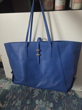 Zac Posen Eartha Folded Gusset Tote Bag in Royal Blue Color